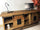 Mobile Credenza Madia stile INDUSTRIAL legno massello porte scorrevoli su rotaie e vani a giorno 160x50xh70 cm
