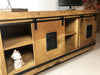 Mobile Sideboard INDUSTRIAL style solid wood sliding doors on rails and open compartments 160x50xh70 cm