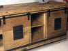 Mobile Credenza Madia stile INDUSTRIAL legno massello porte scorrevoli su rotaie e vani a giorno 160x50xh70 cm