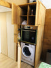 Cucina lineare stile INDUSTRIAL + pensili mensole colonna predisposizione elettrodomestici PARETE IN LEGNO OPZIONALE PERSONALIZZABILE SU MISURA