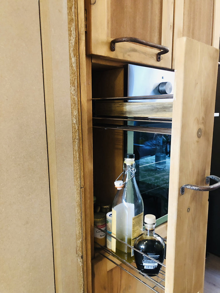 Cucina lineare stile INDUSTRIAL + pensili mensole colonna predisposizione elettrodomestici PARETE IN LEGNO OPZIONALE PERSONALIZZABILE SU MISURA