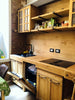Cucina lineare stile INDUSTRIAL + pensili mensole colonna predisposizione elettrodomestici PARETE IN LEGNO OPZIONALE PERSONALIZZABILE SU MISURA