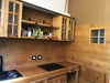 Cucina lineare stile INDUSTRIAL + pensili mensole colonna predisposizione elettrodomestici PARETE IN LEGNO OPZIONALE PERSONALIZZABILE SU MISURA