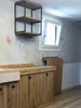 COUNTRY / RUSTIC style kitchen in solid ash and fir with stone sink, dishwasher ready, measures 280x65xh90 cm
