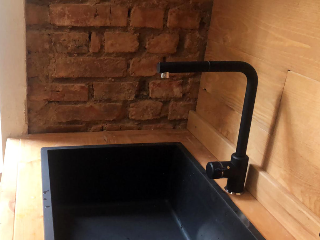 Cucina lineare stile INDUSTRIAL + pensili mensole colonna predisposizione elettrodomestici PARETE IN LEGNO OPZIONALE PERSONALIZZABILE SU MISURA