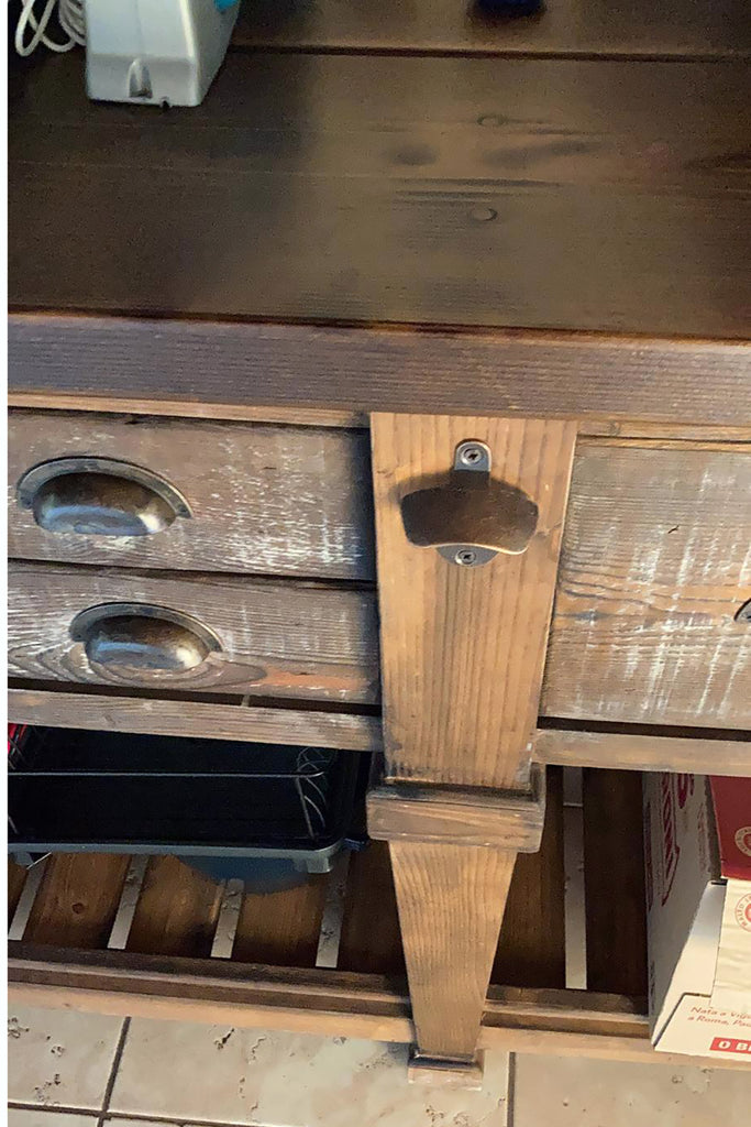Consolle per arredo isola cucina stile RUSTICO / COUNTRY FATTORIA TUTTO in legno massello con cassetti e ripiano a giorno 170x50xh93 cm