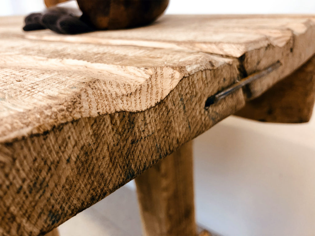 Tavolo alto consolle ingresso soggiorno stile RUSTICO COUNTRY legno massello finitura grezza 150x45xh90 cm