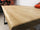 Tavolo fisso cucina o scrivania stile INDUSTRIAL legno massello di olmo e gambe in ferro a trapezio 150x78xh75 cm