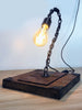 Abasciur lampshade Industrial style table lamp with welded chain, wooden base and Edison light 28x29xh40 cm OUR PRODUCTION