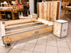 Letto stile INDUSTRIAL a due piazze Testiera + giroletto + comodini su ruote piroettanti tutto legno massello e profili in alluminio 200x180xh35 cm