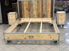 Letto stile INDUSTRIAL a due piazze Testiera + giroletto + comodini su ruote piroettanti tutto legno massello e profili in alluminio 200x180xh35 cm