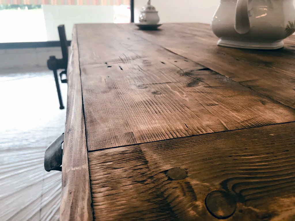 Solid wood BANCO FALEGNAME / INDUSTRIAL style kitchen and dining table with drawer and wooden vice 160x80x80 cm
