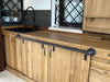Linear kitchen BOLOGNA COUNTRY / INDUSTRIAL style solid ash without appliances + multifunction dark + radiator cover measures 270x63xh90 cm