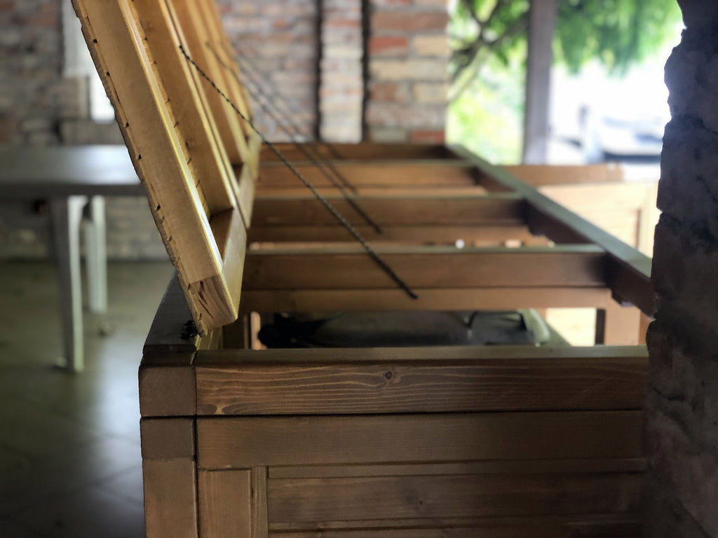 NEW MODEL!! Solid wood furniture 120 L SEPARATE BIN COVER for outdoor use for 4 glass plastic paper waste bins