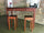 Console Raised snack table COUNTRY style kitchen island solid wood 2 drawers leather handles 130x50xh100 cm