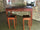 Console Raised snack table COUNTRY style kitchen island solid wood 2 drawers leather handles 130x50xh100 cm