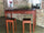 Console Raised snack table COUNTRY style kitchen island solid wood 2 drawers leather handles 130x50xh100 cm