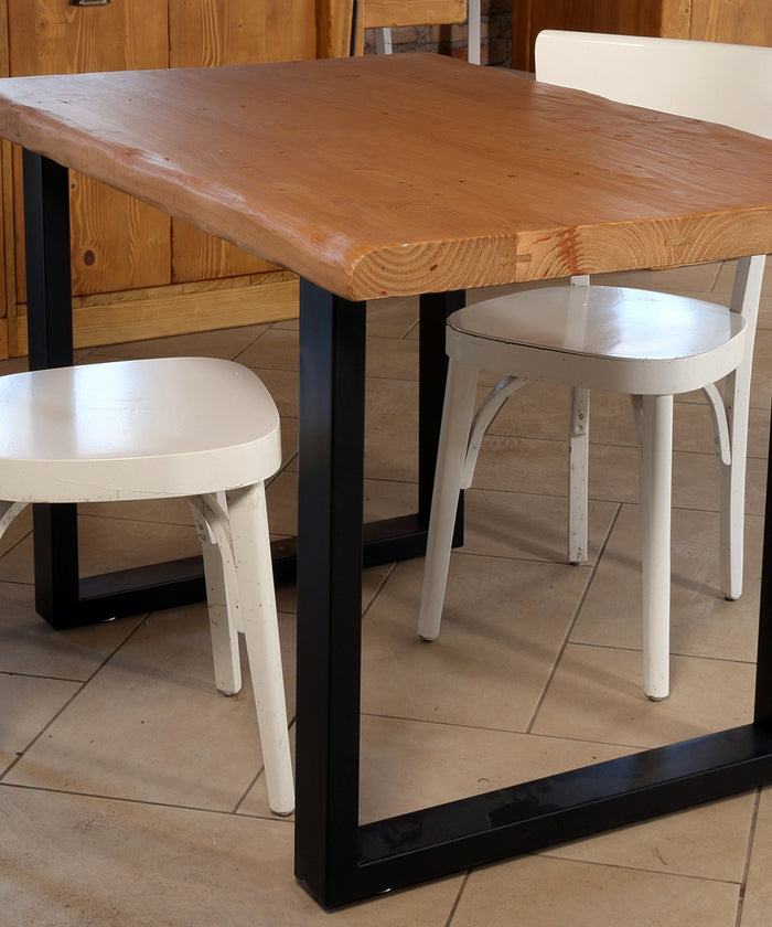 Fixed kitchen and dining table INDUSTRIAL VISSUTO style in solid wood and iron legs measures 200x100xh80 cm