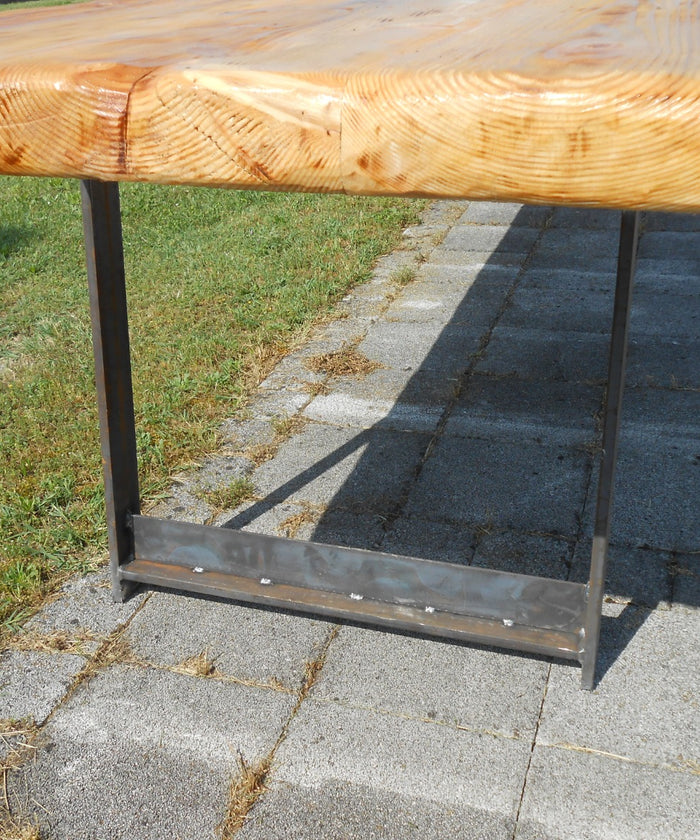 Fixed kitchen and dining table INDUSTRIAL VISSUTO style in solid wood and iron legs measures 200x100xh80 cm