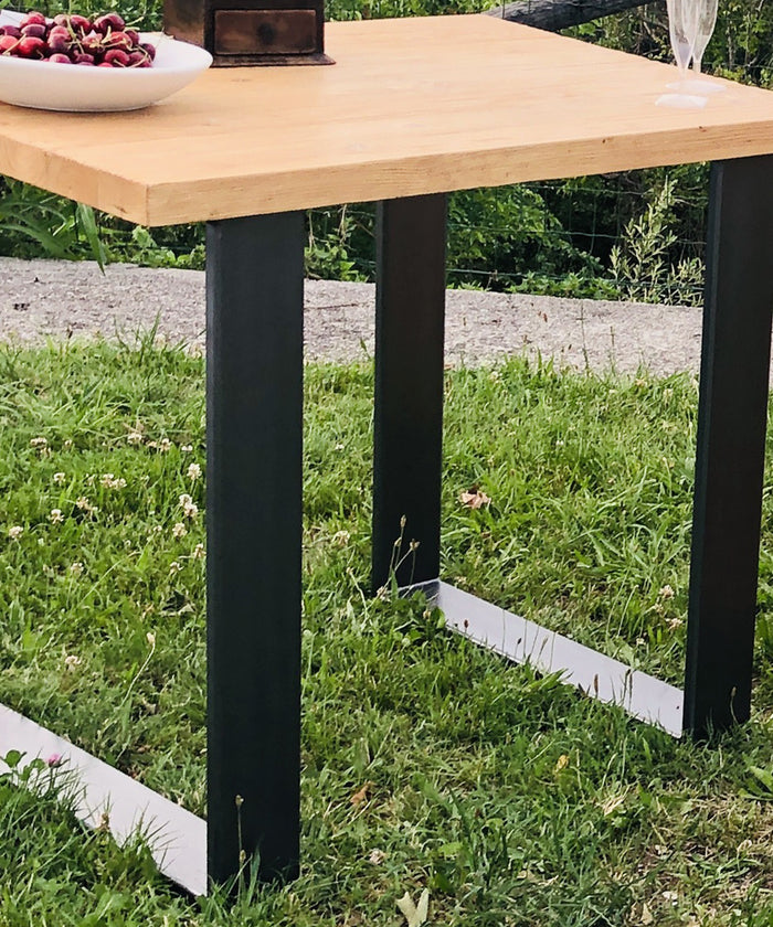 Fixed kitchen and dining table INDUSTRIAL VISSUTO style in solid wood and iron legs measures 200x100xh80 cm