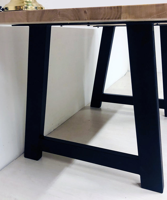Fixed kitchen and dining table INDUSTRIAL VISSUTO style in solid wood and iron legs measures 200x100xh80 cm
