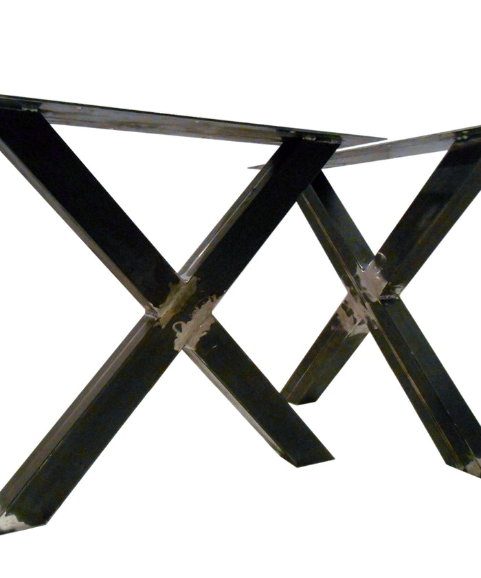 Fixed kitchen and dining table INDUSTRIAL VISSUTO style in solid wood and iron legs measures 200x100xh80 cm