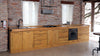 Cucina lineare stile misto INDUSTRIAL / COUNTRY legno massello ad effetto vissuto predisposizione elettrodomestici 465x65xh90 cm