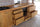 Cucina lineare stile misto INDUSTRIAL / COUNTRY legno massello ad effetto vissuto predisposizione elettrodomestici 465x65xh90 cm
