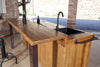 Kitchen island with INDUSTRIAL style high counter ALL in solid wood with provision for appliances 240x120xh90 cm
