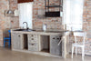 Cucina INDUSTRIAL SHABBY + scolapiatti mensola predisposizione per elettrodomestici 240x60xh88 cm TUTTA IN LEGNO MASSELLO