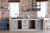 Cucina INDUSTRIAL SHABBY + scolapiatti mensola predisposizione per elettrodomestici 240x60xh88 cm TUTTA IN LEGNO MASSELLO
