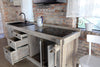 Cucina INDUSTRIAL SHABBY + scolapiatti mensola predisposizione per elettrodomestici 240x60xh88 cm TUTTA IN LEGNO MASSELLO