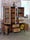 Mobile Credenza con Vetrina e Libreria stile INDUSTRIAL struttura in ferro ante frassino massello 160x40/50xh160 cm