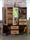 Mobile Credenza con Vetrina e Libreria stile INDUSTRIAL struttura in ferro ante frassino massello 160x40/50xh160 cm