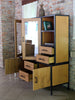 Mobile Credenza con Vetrina e Libreria stile INDUSTRIAL struttura in ferro ante frassino massello 160x40/50xh160 cm