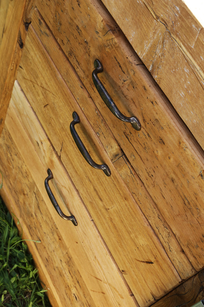 Cucina lineare 200x65xh87 cm stile INDUSTRIAL / COUNTRY TUTTA in legno massello COMPLETA DI ELETTRODOMESTICI + SPECCHIO 80xh200 cm