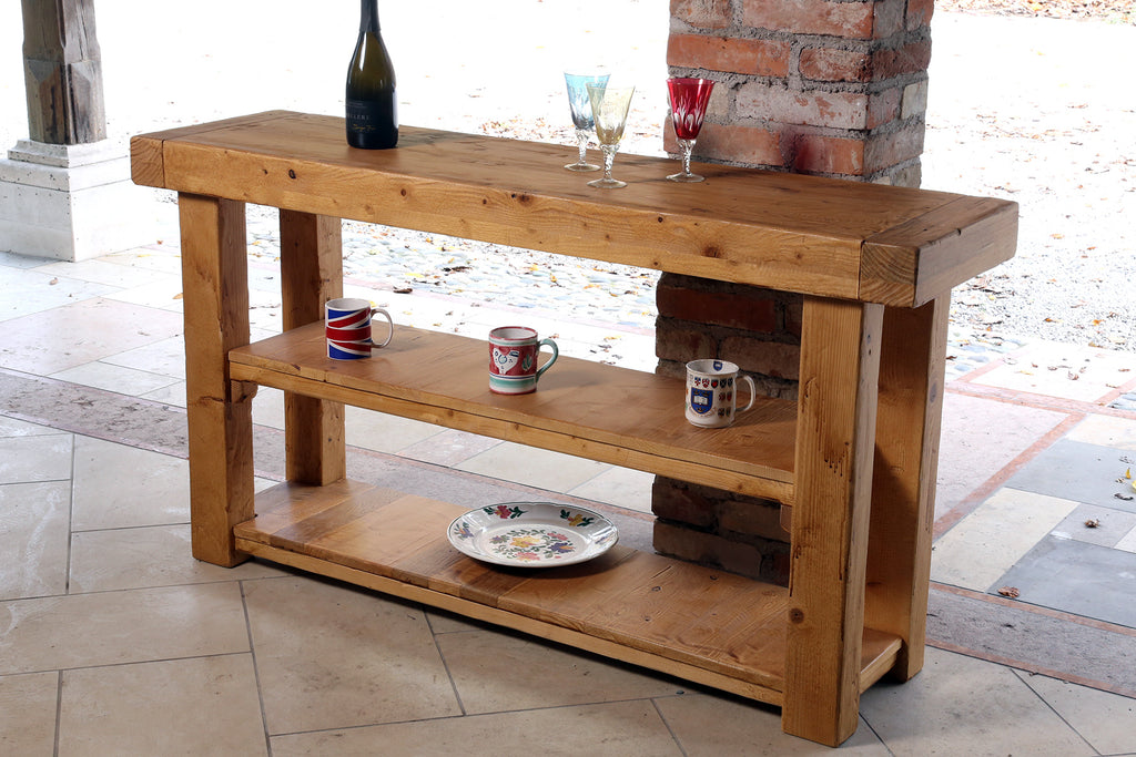 Cucina lineare stile misto COUNTRY / RUSTICA TUTTA in legno massello ad effetto rovinato predisposizione elettrodomestici 330x65xh87 cm