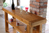 Cucina lineare stile misto COUNTRY / RUSTICA TUTTA in legno massello ad effetto rovinato predisposizione elettrodomestici 330x65xh87 cm