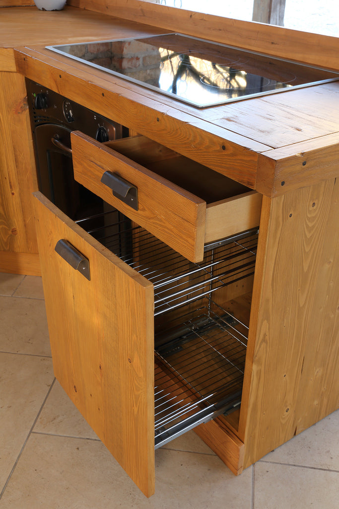 Cucina angolare stile INDUSTRIAL / COUNTRY TUTTO legno massello con predisposizione elettrodomestici misure 300x200x65xh87 cm