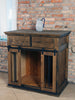 Mobile soggiorno stile INDUSTRIAL legno massello porte scorrevoli e cuccia per il cane 120x70xh120 cm