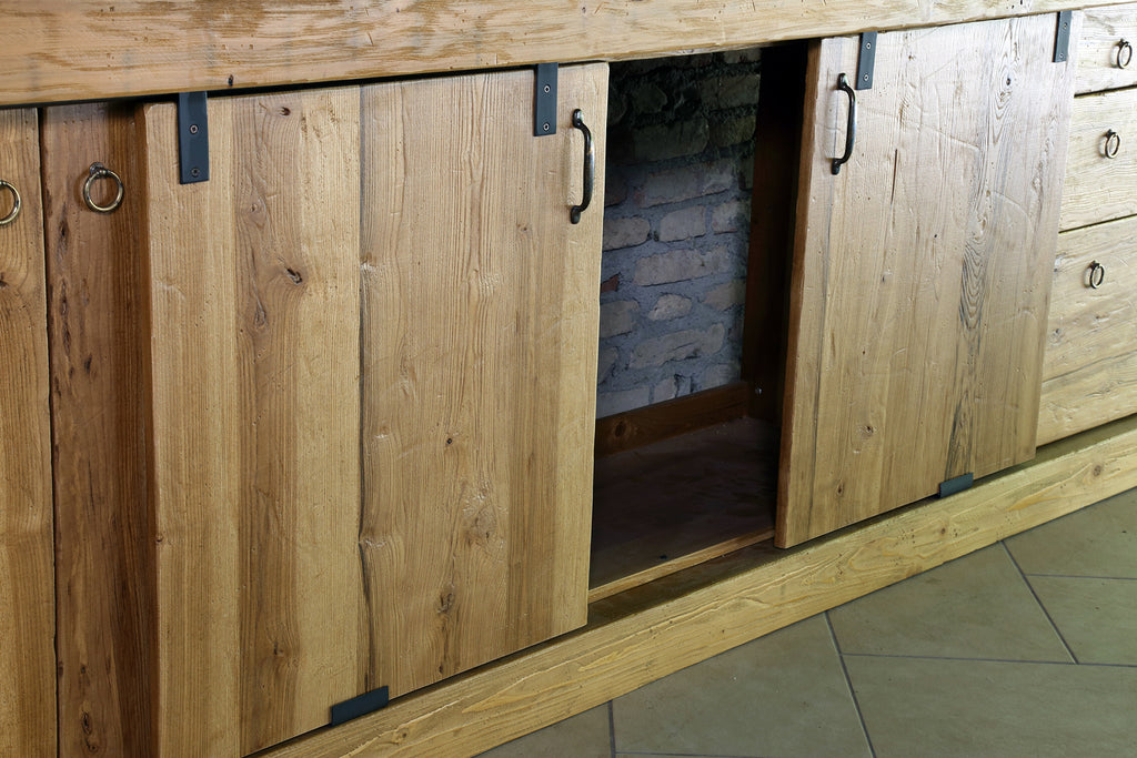 Linear kitchen BOLOGNA COUNTRY / INDUSTRIAL style solid ash without appliances + radiator air intake measures 270x63xh90 cm