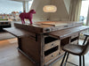 Isola Cucina AMBURGO stile INVECCHIATO | ROVINATO | INDUSTRIAL in legno massello con piano estraibile 230x130xH90cm SU MISURA