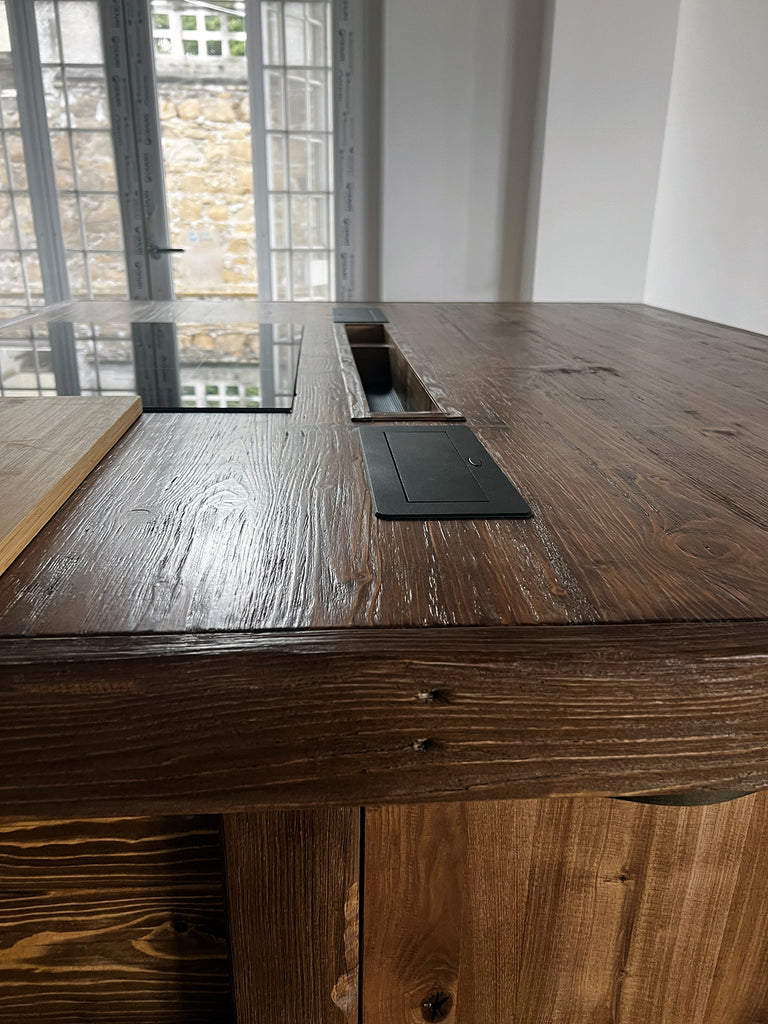 Kitchen + island MUNSTER INDUSTRIAL style 300x65xh90cm + 240x120xH100cm in solid wood and CUSTOM