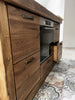 Kitchen + island MUNSTER INDUSTRIAL style 300x65xh90cm + 240x120xH100cm in solid wood and CUSTOM