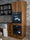 Cucina lineare base+colonna+sotto-lavabo+scolapiatti e Isola con piano ribalta e cappa a soffitto 120+30x100xH100 cm mod. GIULIA stile INDUSTRIAL / RUSTICO VISSUTO in legno massello