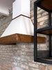 Cucina lineare base+colonna+sotto-lavabo+scolapiatti e Isola con piano ribalta e cappa a soffitto 120+30x100xH100 cm mod. GIULIA stile INDUSTRIAL / RUSTICO VISSUTO in legno massello