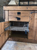 Cucina lineare base+colonna+sotto-lavabo+scolapiatti e Isola con piano ribalta e cappa a soffitto 120+30x100xH100 cm mod. GIULIA stile INDUSTRIAL / RUSTICO VISSUTO in legno massello