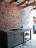 CARLENE kitchen or island in PROVENCAL style in solid wood with extractable side top, dimensions 210x80xh88cm