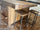 Kitchen island with INDUSTRIAL style BAR counter in solid wood, provision for appliances, optional stool 200x100xh100 cm