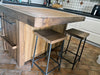 Kitchen island with INDUSTRIAL style BAR counter in solid wood, provision for appliances, optional stool 200x100xh100 cm